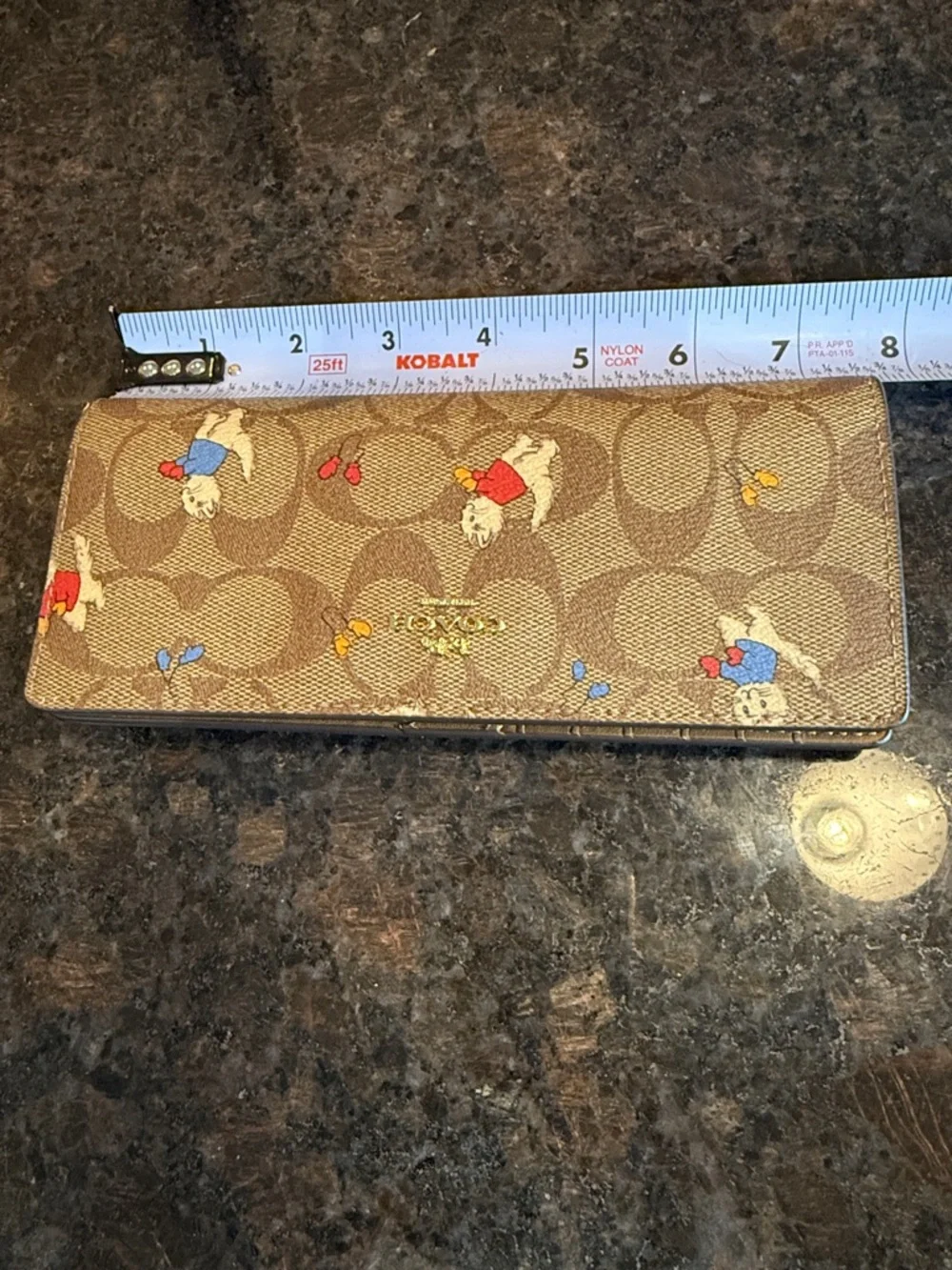 Coach Beige Signature Canvas Continental Wallet with Playful Cat Print - Picture 15 of 16